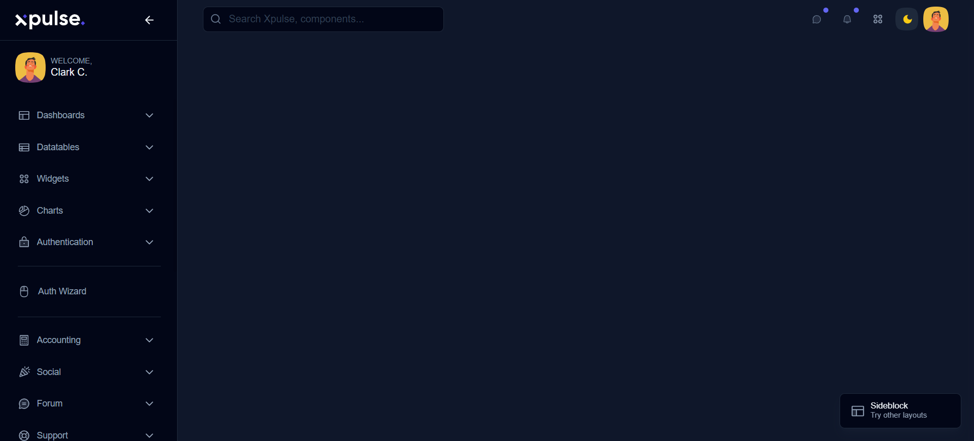 Sideblock layout dark
